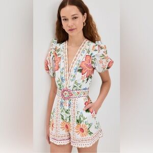 Floral Embroidered Dress with Puff Sleeves